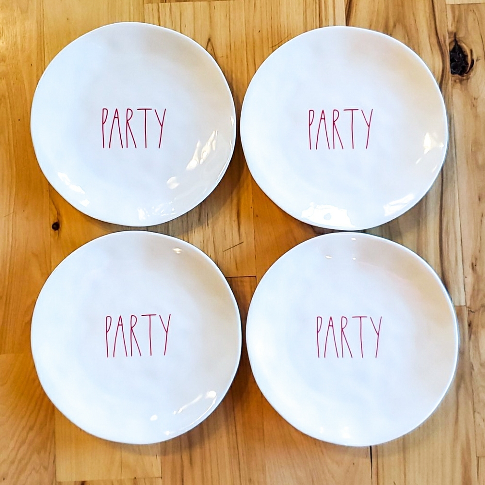 Rae Dunn Melamine Party Plates Set of 4 - Picture 1 of 6